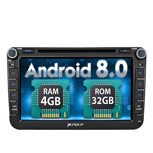 Pumpkin Android 8.0 Autoradio Radio mit Navi für VW Unterstützt Bluetooth DAB+ USB CD DVD Android Auto WLAN 4G MicroSD Doppel Din 8 Zoll Bildschirm Universal